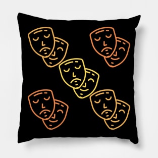 Colorful Theatre Masks Patterns Pillow