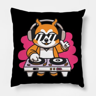 Cute Corgi plays Dj Music Funny Dog kawaii Pillow