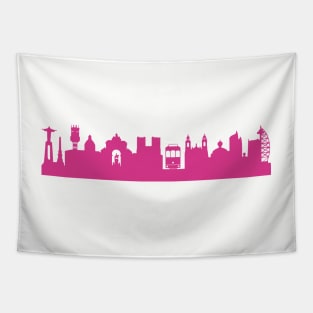 Lisbon skyline pink Tapestry