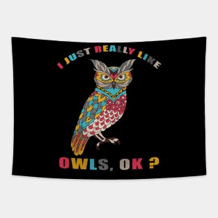 I Just Really Like OWLS Ok funny gift idea Tapestry