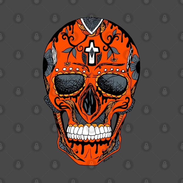 Orangrey Los Muertos Skull by kenallouis