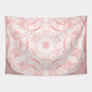 Kaleidoscope of butterflies in rose quartz Tapestry