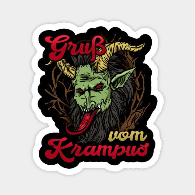 Gruss vom Krampus - Christmas Winter Devil Gift Magnet by biNutz