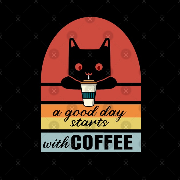Life is better with coffee cats retro sunset style by mouad13