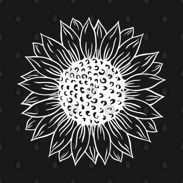 sunflower drawing white style and pink background by Collagedream