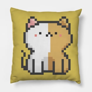 Pixel Quiet Two Face White Ginger Cat 43 Pillow