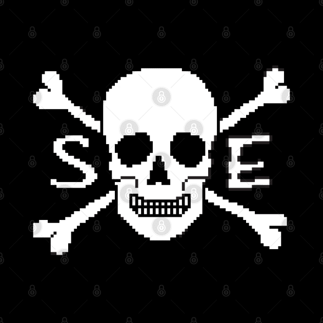 Pixelated Straight Edge Skull and Crossbones by pookiemccool