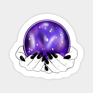 Galaxy Crystal Ball with Hands Magnet