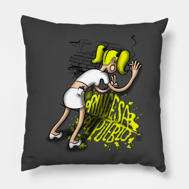 Princesa del Pueblo Pillow by BITICOL