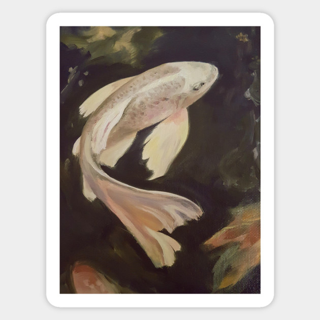 Golden Butterfly Koi Painting Koi Sticker Teepublic