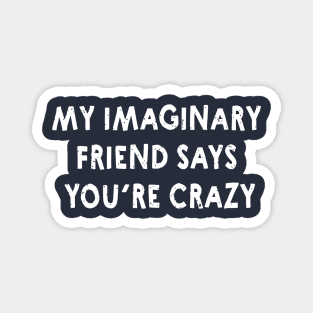 My Imaginary Friend Says You're Crazy! Funny Shirts & Gifts for Crazy Friend Magnet