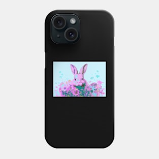 Hot pink, psychedelic bunny Phone Case