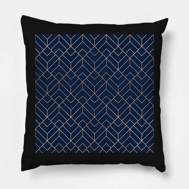 Gold & Navy Geo Pattern Pillow by Blue-Banana