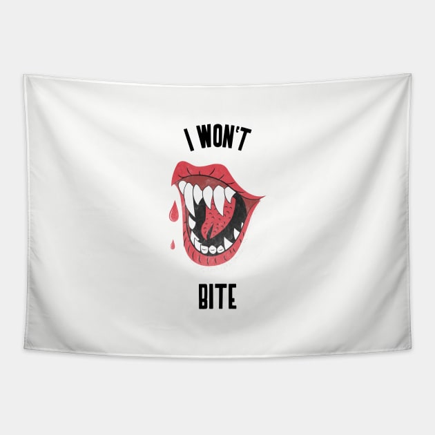 I Won't Bite Vampire Tapestry by Evlar