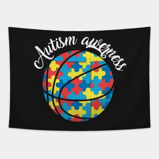 Autism Awareness Basketball Shirt, Basketball Puzzle Shirt, Basketball Autism Mom Shirt, Mental Health Shirt For Women,Autism Game Day Tapestry