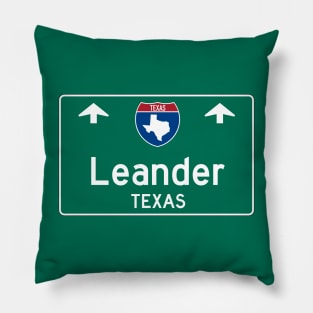 Leander Texas Highway Guide Sign Pillow