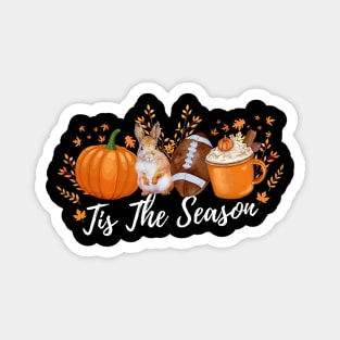 Tis The Season Fall Pumpkin Cute Football Mom Magnet
