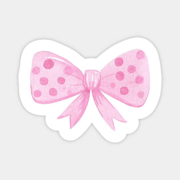 Watercolor pink bow Magnet by DreamLoudArt