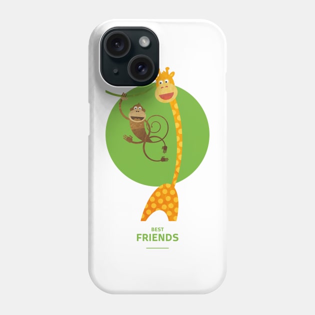 Illustration nursery for friends - giraffe and monkey Phone Case by Piakolle