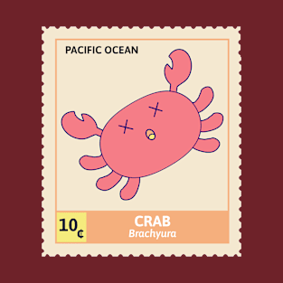 Kawaii Cute Fainted Red Crab, Ocean Stamp Collection, Stamp Collector T-Shirt