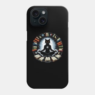 Books Cat Meditating Phone Case