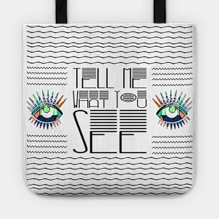 Patchwork Eye Tell Me What You See Line Art Tote