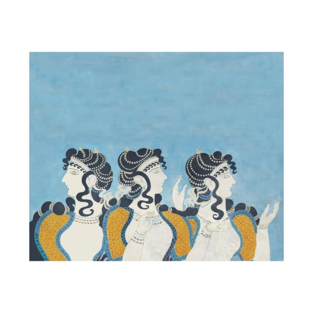 Minoan Ladies in Blue fresco after Emile Gilliéron by WillowNox7