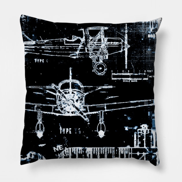 Aviation WW2 Airplane vintage Blueprint Pillow by FasBytes