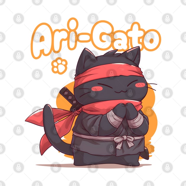 Ari-Gato kawaii black ninja thank you cat by snipcute