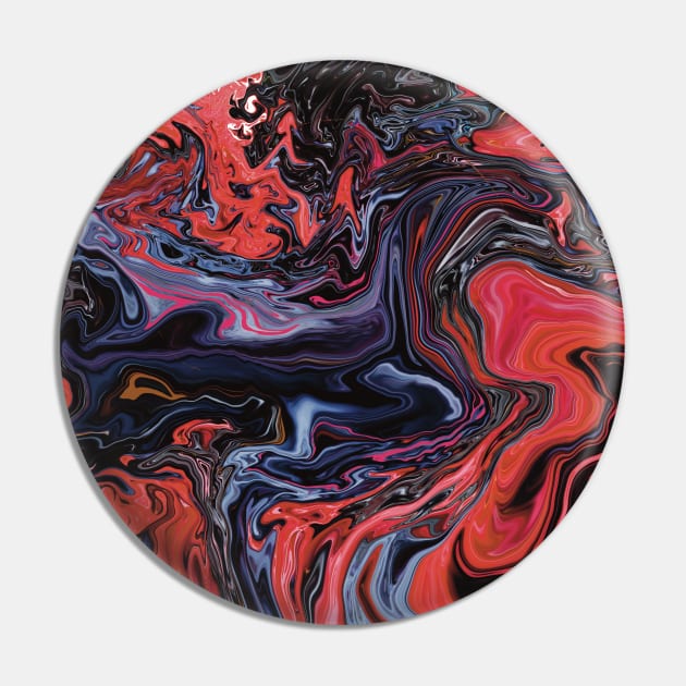 Abstract Fluid Acrylic Pour Red Pin by AnnaDreamsArt