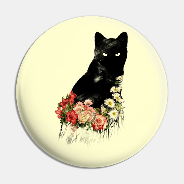 Black Cat Vintage Flower Good Luck by Tobe Fonseca Pin by Tobe_Fonseca