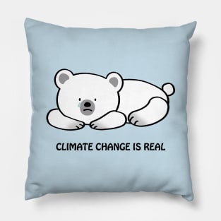 Sad polar bear - climate change is real Pillow