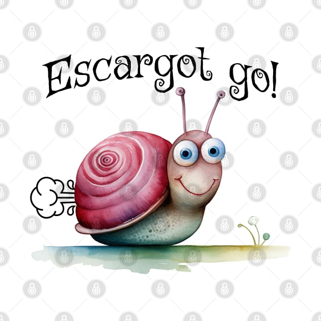 Escargot go! Fun zippy snail pun design by Luxinda