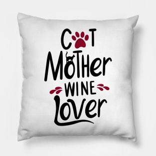 Cat Mother Wine Lover Pillow