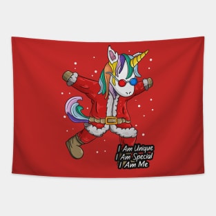 Dabbing Unicorn Christmas Love Winter Funny Gift 2021 Tapestry