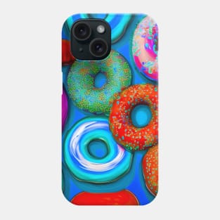 Colorful Donuts Teal Phone Case