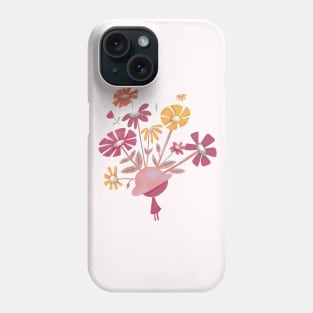 Girl in a Pink Bowler Hat with Flower Blooms Phone Case