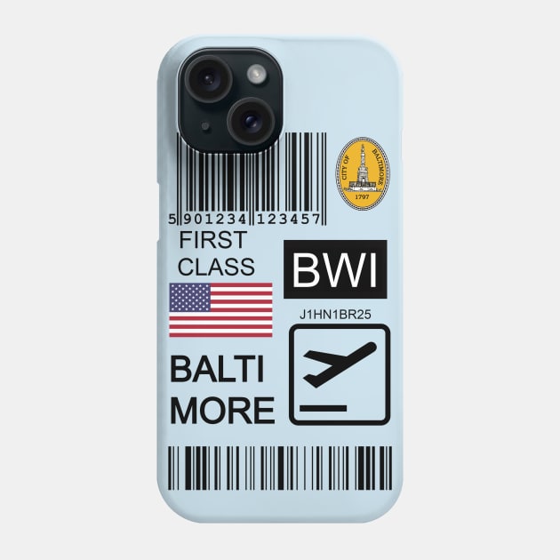 Baltimore United States travel ticket Phone Case by Travellers