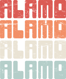 Retro 70s ALAMO Texas Text Magnet