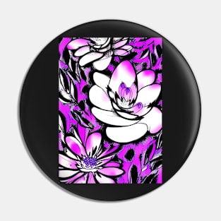 BOLD PINK AND BLACK FLORAL PRINT Pin