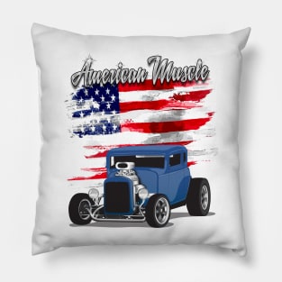 Blue 1932 Chevy 5 Window Coupe Hot Rod American Muscle Print Pillow