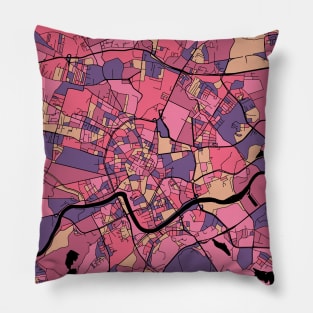 Kraków Map Pattern in Purple & Pink Pillow