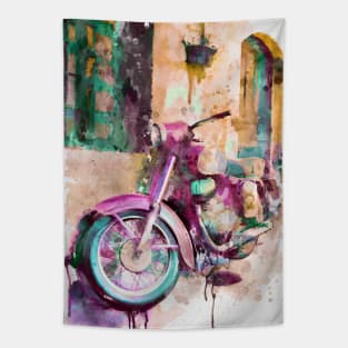 Nostalgic Vintage Motorcycle Tapestry