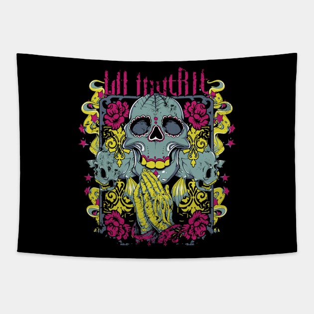 three skulls Tapestry by MuftiArt