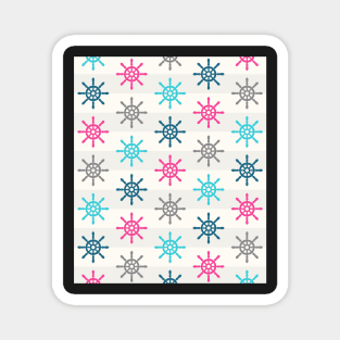 Nautical Wheel Pattern Pink Blue Grey Magnet