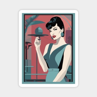 Winged Wonder Plate Bettie Page Art Deco Retro Magnet