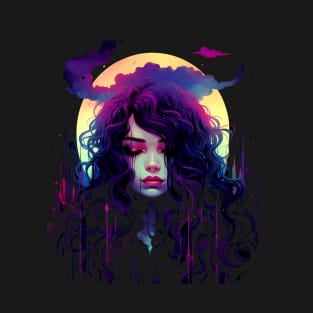 Cool Dark Gothic Witch  Neon Colors Rave Design T-Shirt