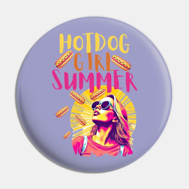 Hotdog Girl Summer Funny Hot Girl Summer Bright Print Pin by Beth Bryan Designs