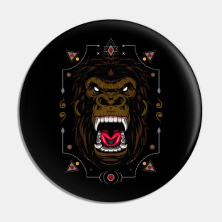 Illustration ferocious the gorilla head Pin