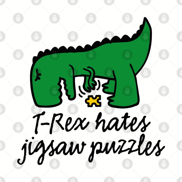 T-Rex hates jigsaw puzzles - jigsaw puzzle dinosaur by LaundryFactory